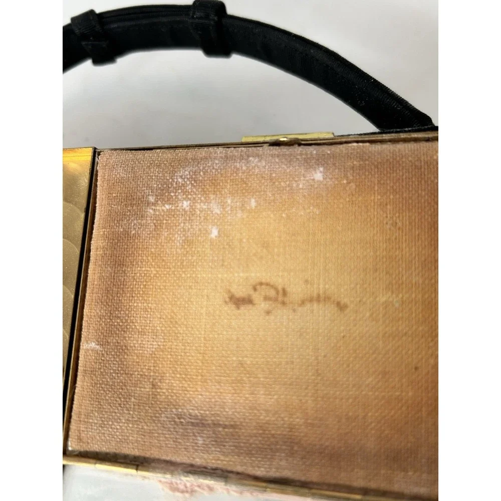 Zell Fifth ‎ Avenue Vintage Vanity  compact Purse Black & Gold EUC